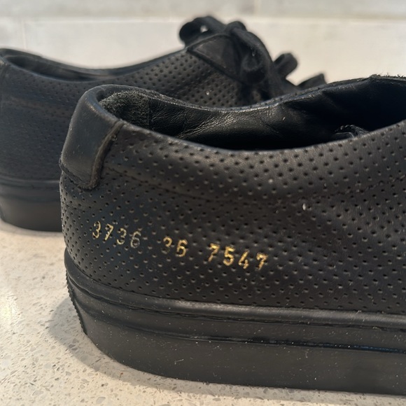 Common Projects Black Perforated Achilles Low Sneakers Women’s - Picture 2 of 3